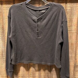 Abercrombie & Fitch Waffle Knit Cropped Henley